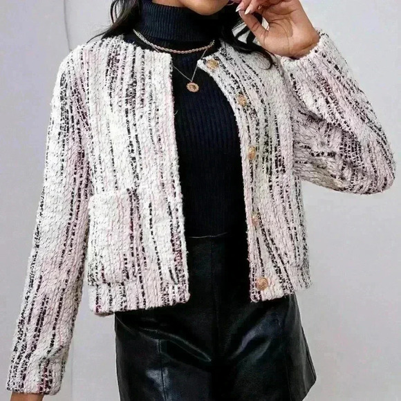 Multicolor Casual Womens Allover Print Button Front Overcoat - Picture 5 of 5